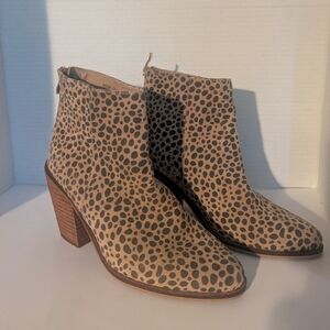 Vintage Havana Tan with Black Spot Suede Ankle Booties